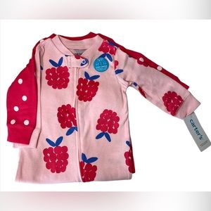 📌New 2 Pack l OP $30 Carter's Footie
bodysuits with two-way zipper(6M) BabyGirl